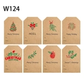 Ocho etiquetas de regalo de Navidad en papel kraft con árboles y motivos de acebo - Estilo W124 / W124 (5*7.6cm)