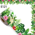 Tropische regenwoud borderrand met hibiscus en monstera bladeren voor het klaslokaal - Tropisch Regenwoud Bloemenstijl (E121)
