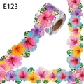 Tropical hibiscus floral bulletin board border roll for classroom wall decoration - Multicolor Hibiscus Style (E123)