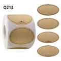 Roll of oval kraft paper stickers with vintage black floral borders for handmade gift decor - Retro Pattern Oval Style (Q213)