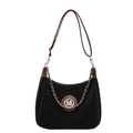 2024 trendy large capacity tote bag with black canvas and brown leather trim detailing - Black