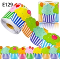 Kleurrijke cupcake patroon prikbord rand rol voor klaslokaal decoratie - Cartoon Cupcake Stijl (E129)