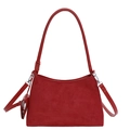 Minimalist red matte underarm bag with matching small coin pouch and shoulder strap - Red