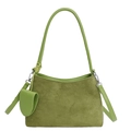 Grass green crescent shoulder bag in matte leather with a matching coin purse and woven knot - Green