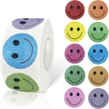 500-count roll of 2.5cm colorful glitter smiley face reward stickers for kids - T216 (Mixed Color) / 2.5cm