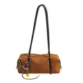 Borsa sottobraccio cilindrica in pelle scamosciata marrone con ciondolo a cuore - Con Ciondolo / Marrone