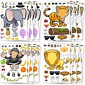 DIY cartoon dierenstickers set voor kinderen met leeuw tijger olifant en aap thema's - 4 Vellen Jungle Dieren (V215) / 16x11.4cm
