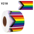 Macro shot of 5x3cm Progress Pride Flag self-adhesive sticker roll for gift decoration - 500 Labels/3x5cm (V218)