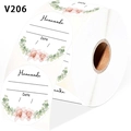Rouleau de 500 autocollants fleurs Homemade de 5cm avec ligne de date pour cadeaux - Motif Floral V206 (V206) / V206; 5cm/500pcs
