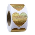 Rotolo di adesivi a cuore glitterati dorati per confezioni regalo e decorazioni - Glitter Oro (MY43-25)