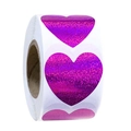 Deep pink gradient glitter heart stickers on a roll for Valentine gift wrapping - Deep Pink Purple Glitter (MY45-25)