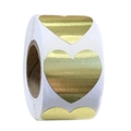 Pegatinas metálicas doradas en forma de corazón en rollo para decorar y sellar regalos - Oro Espejo (JF08)