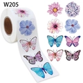 Watercolor butterfly and flower roll stickers for gift decoration, SKU W205 design - Butterfly Floral Watercolor Style (W205) / 2.5cm