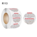 500-count 1.5-inch round candle warning stickers and burning instruction labels in a roll - R113 Style