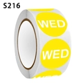 Yellow Wednesday day of the week sticker labels for food rotation and sorting - Wednesday (WED) (S216)