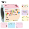 200 Happy Birthday Geschenkaufkleber Rolle mit Beschriftungsfeld für Etiketten - W212 (300 Aufkleber); 5*3.8