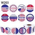 Rotolo di 500 adesivi I Voted Today con vari motivi di bandiera USA e stelle - Tema del Voto (W203) / 3.8CM