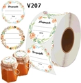 Rouleau d'étiquettes Homemade fleuries avec ligne de date pour bocaux et cadeaux faits main - Motif Floral V207 (V207) / V207; 5cm/500pcs