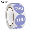 Round purple Monday to Sunday labels with white THU lettering for office use - Thursday (THU) (S217)