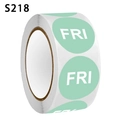 Mint green Friday label stickers in a roll for office organization and scheduling - Friday (FRI) (S218)