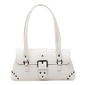 Bolso de hombro retro de cuero PU blanco crema con hebilla metálica y remaches decorativos - Blanco Roto