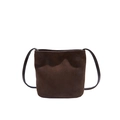 Borsa a secchiello minimalista in camoscio testa di moro con tracolla sottile opaca rétro - Marrone