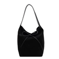 Modische schwarze matte Nylon-Schultertasche mit Schleife und breitem Bodendesign - Schwarz