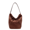 Retro braune Wildleder Achseltasche mit dekorativer Schleife und eleganter großer Form - Braun