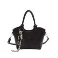 Dark brown faux leather handbag with knotted handle and chocolate pendant detail - Brown