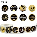 Adesivi per il 70 compleanno nero e oro 2,5 cm per decorazioni per feste e sigillatura - Tema 70° Compleanno (V211) / 1 pollice - 2,5 cm