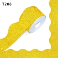 Self-adhesive gold glitter scallop border stickers for bulletin boards and DIY crafts - Golden Glitter Scalloped Style (T206)