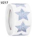 Roll of holographic silver star stickers with shimmering laser effect on white background - Silver Holographic Broken Diamond Style (U217) / 2.5cm
