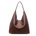Vintage brown hobo tote bag in lychee pattern leather with a minimalist large capacity - Coffee