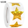 Roll of gold laser star stickers with geometric reflective finish for rewards and DIY - Gold Holographic Diamond Style (U220) / 2.5cm