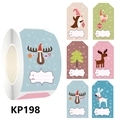 Rotolo di etichette natalizie con pinguini e renne per decorare regali di Natale - Stile a Tema Cartoni Animati di Natale (KP198)