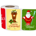 Roll of Christmas gift tags featuring vintage clock and Santa Claus designs with To/From lines - Christmas Patterns (CH23)