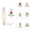 Christmas gift tag stickers roll with festive hand-drawn patterns and From To labeling - Christmas Theme Mixed Patterns (CH21)
