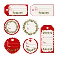 Etichette regalo di Natale rosse e bianche con campi To e From per confezioni regalo - Serie di Motivi Natalizi (ZE21)