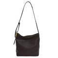 Dunkelbraune Vintage Hobo Umhängetasche aus Kunstleder mit verstellbarem Riemen - Kaffeebraun