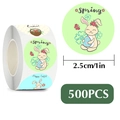 Rotolo da 500 adesivi pasquali con conigli e uova da 2,5 cm per decorazioni - 1 pollice (500 pezzi/confezione) / Stile Cartone Animato Multicolore