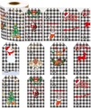 Dettaglio di etichette natalizie a quadretti con campi Da e A su un rotolo da 300 adesivi - Stile Buffalo Plaid Nero E Bianco (KP243)
