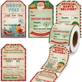Rouleau de 200 étiquettes de Noël avec motifs Père Noël et livraison du Pôle Nord - Style Interaction Festive (KP246)