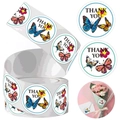 500-count roll of butterfly and flower thank you stickers for wedding party favors - CX28 / 1 Inch - 2.5 cm
