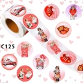 Rolle mit 500 Valentinstag-Aufklebern mit 8 Retro-Mustern für Geschenkdeko - Vintage-Illustrations-Serie (C125)