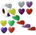 Rotolo di adesivi a cuore glitterati in colori metallici per decorazioni e premi - Stile Cuore (Q201)