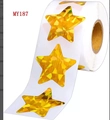Rotolo di adesivi a stella olografici dorati da 2,5 cm con effetto laser 3D premio - Stile Stella Oro (MY187-25)