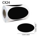Roll of black oval removable waterproof PVC chalkboard label stickers in 5.5x3.5cm size - Oval Style (CX24)