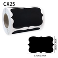 Roll of black decorative chalkboard labels measuring 5.5 by 3.5 cm for organizing - Wavy Edge Rectangle Style (CX25)