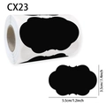 Roll of black wavy-edged chalkboard labels with 5.5cm x 3.5cm dimension details - Wavy Edge Irregular Style (CX23)