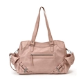 Borsa tote retrò rosa pallido in ecopelle con rivetti e design in stile motociclista - Rosa